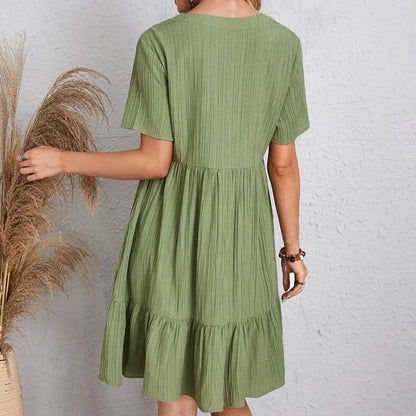 V-Neck Tiered Mini Dress