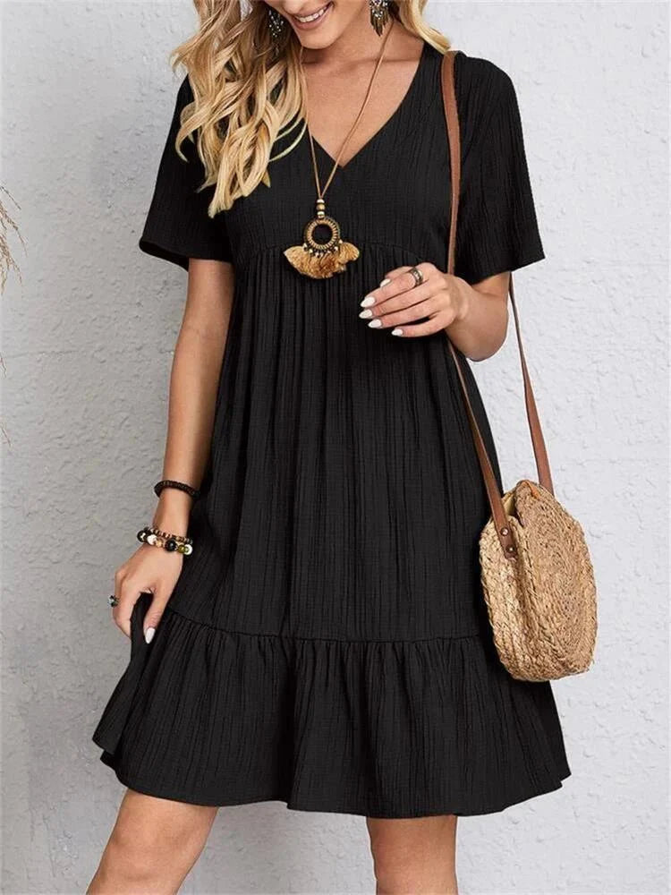 V-Neck Tiered Mini Dress