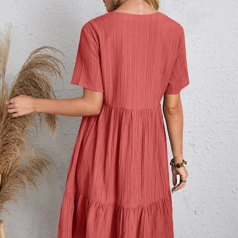 V-Neck Tiered Mini Dress